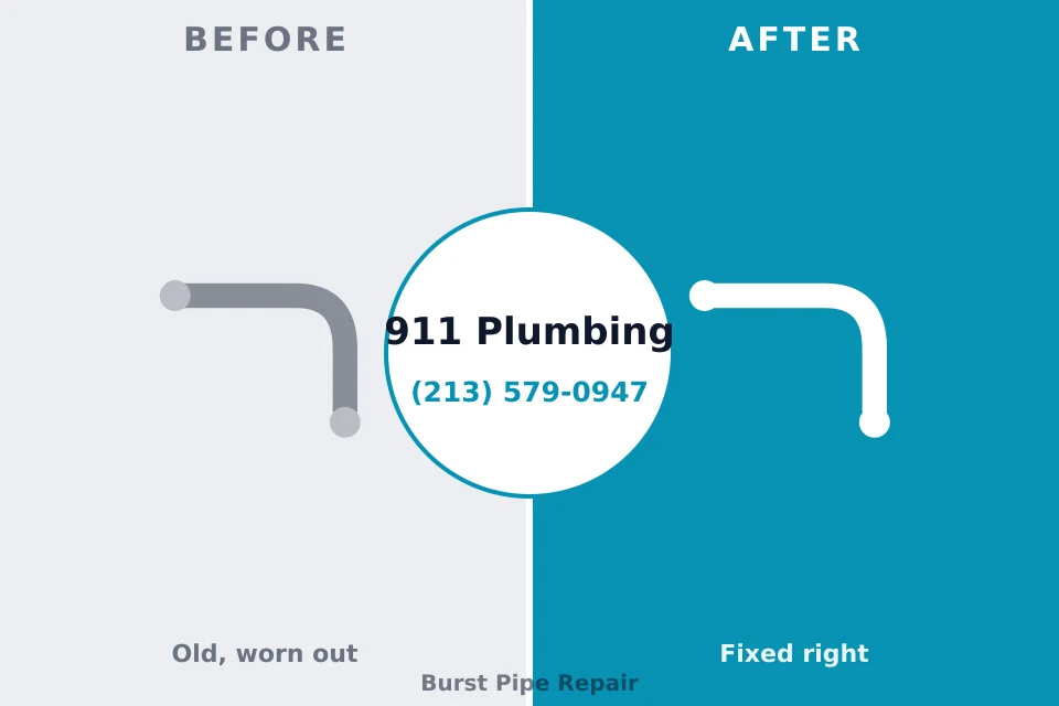 Before and after: plumbing repair Blue Point, NY